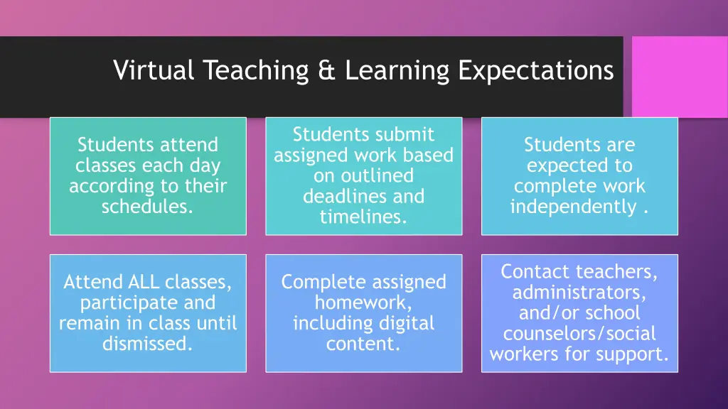 virtual teaching learning expectations