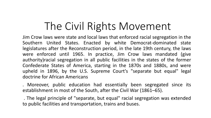 the civil rights movement jim crow laws were