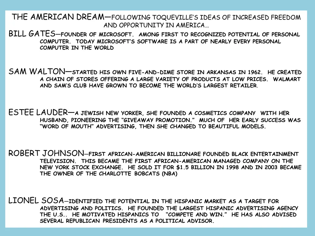 the american dream following toqueville s ideas