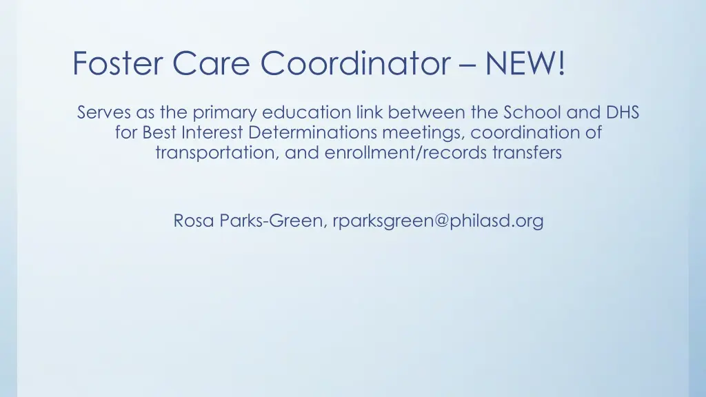 foster care coordinator new