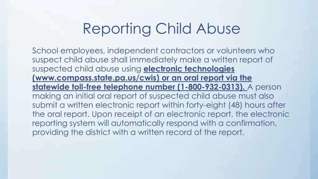 reporting child abuse