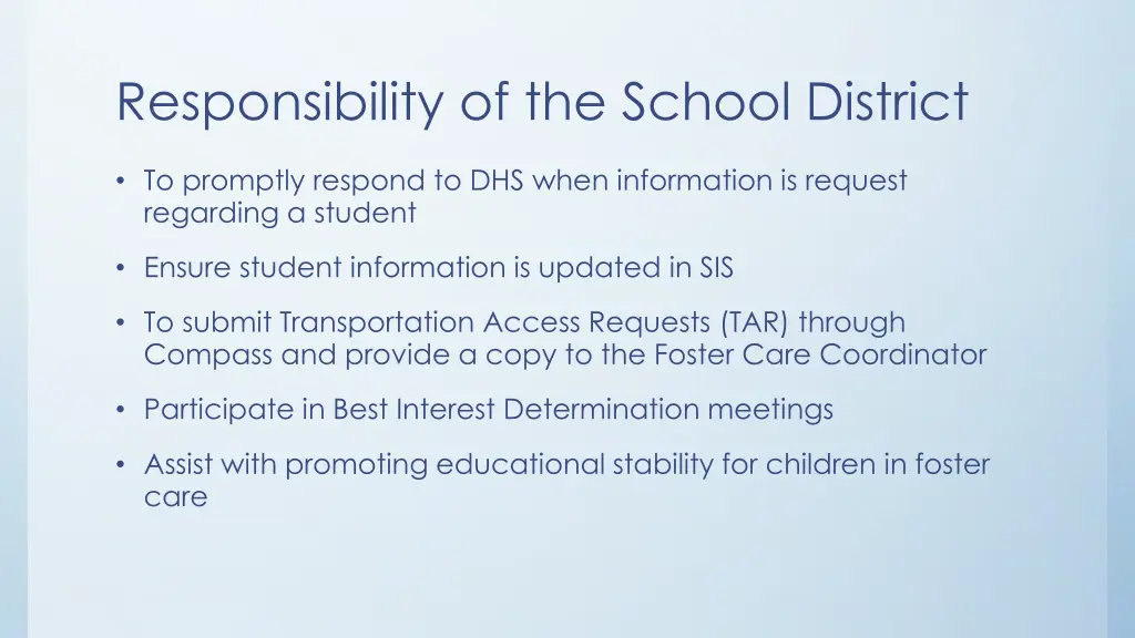 responsibility of the school district