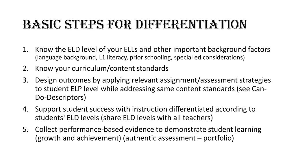 basic steps for differentiation