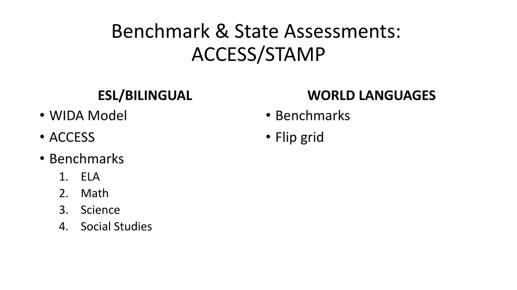 benchmark state assessments access stamp