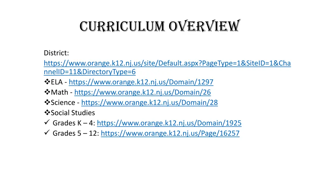 curriculum overview