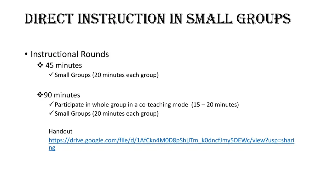 direct instruction in small groups