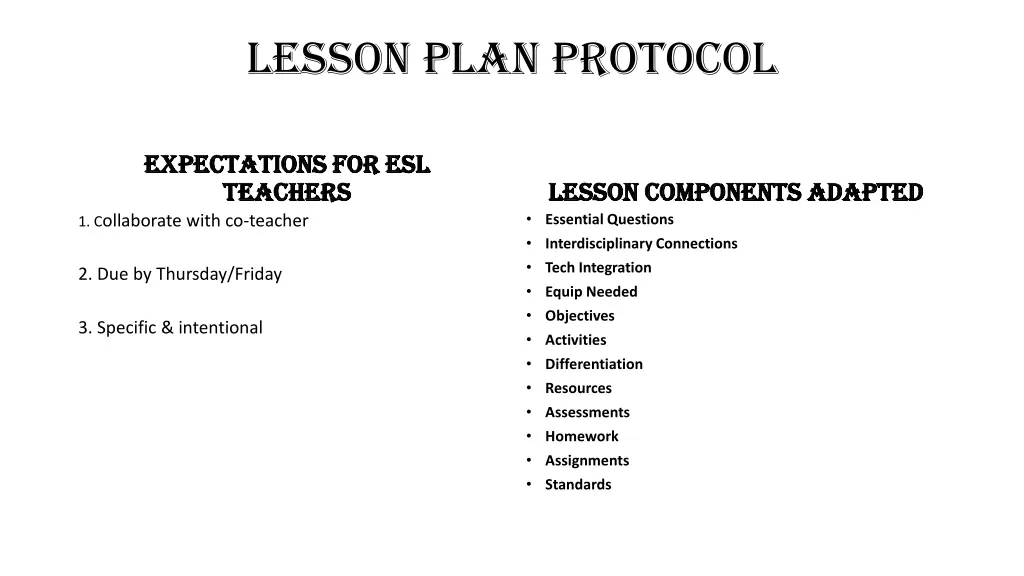 lesson plan protocol