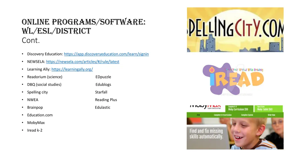 online programs software wl esl district cont