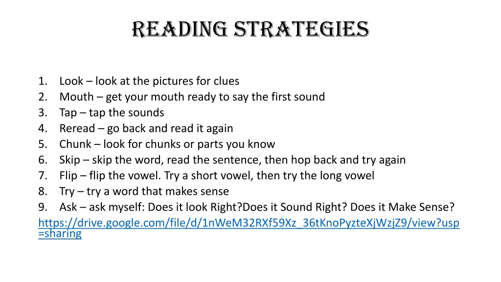 reading strategies