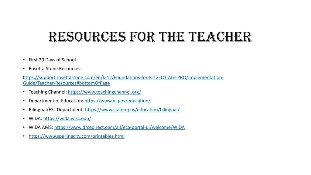 resources for the teacher