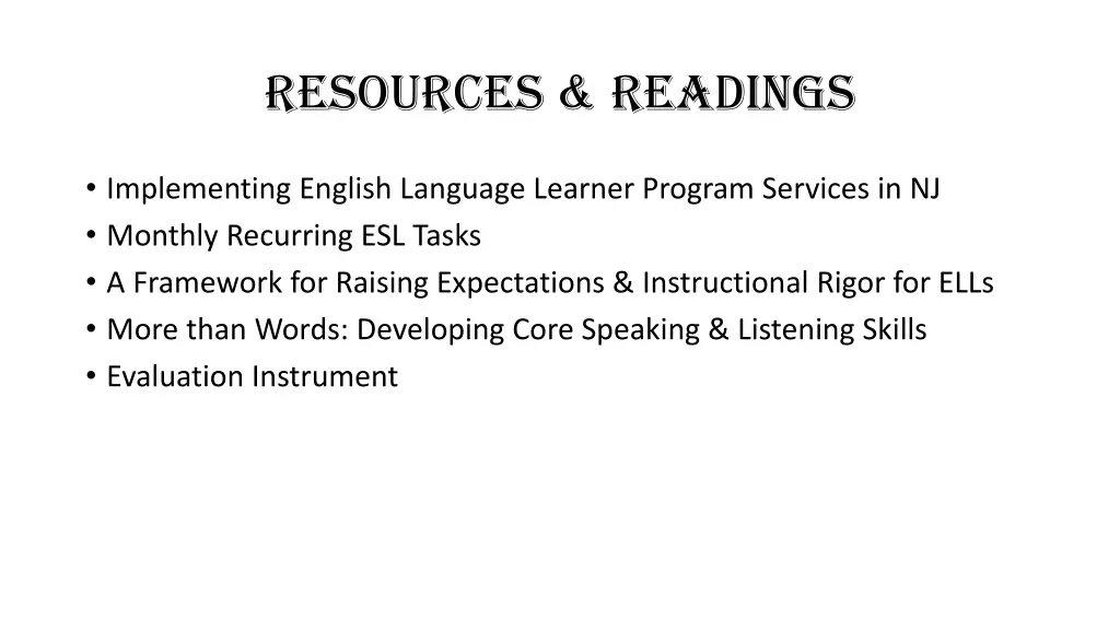 resources readings