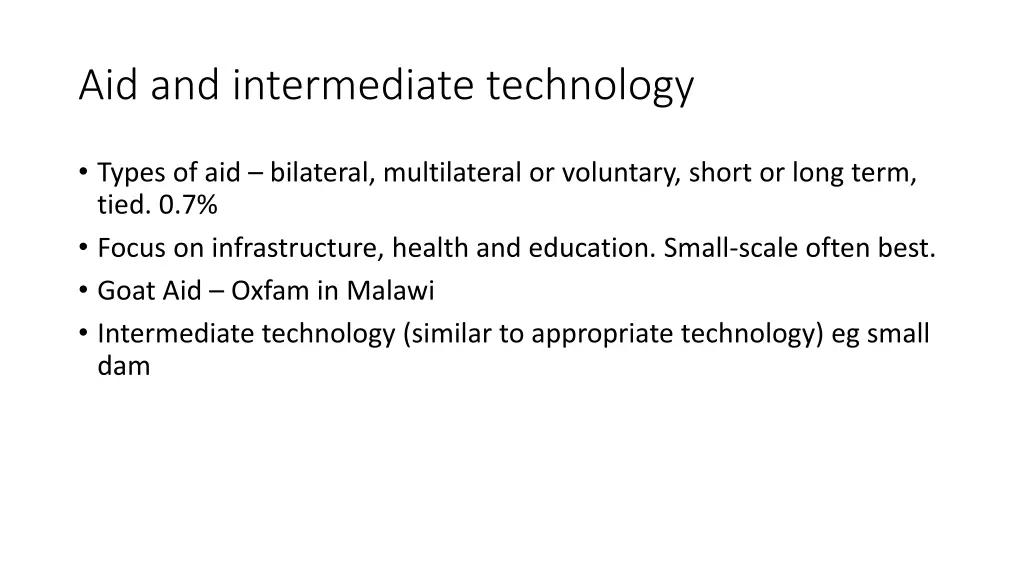 aid and intermediate technology