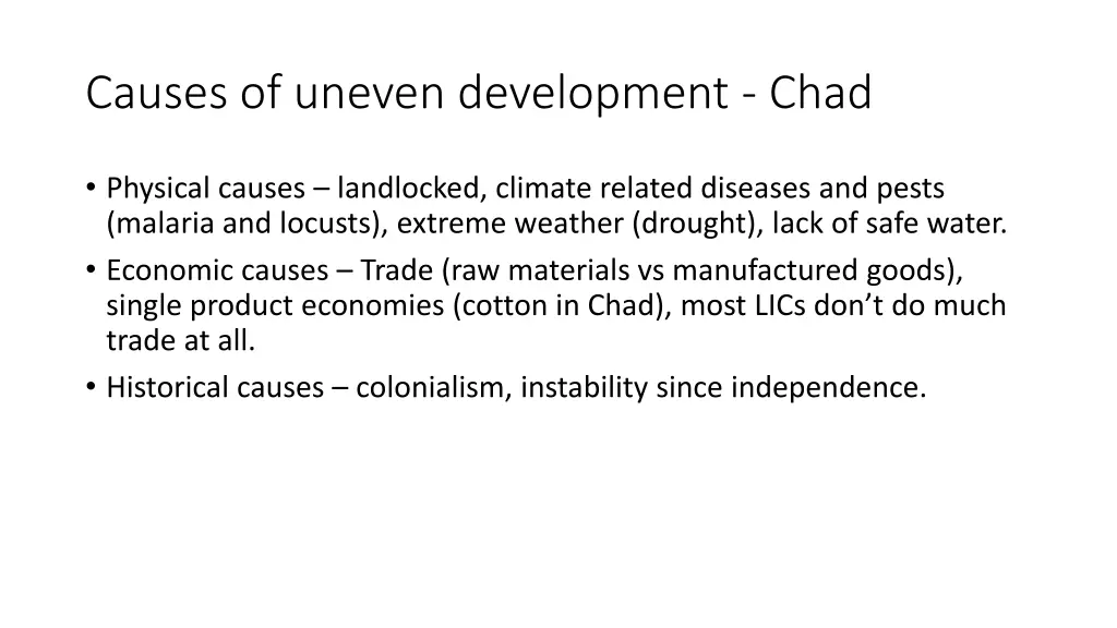 causes of uneven development chad