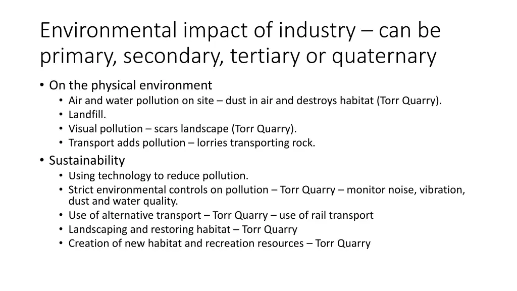 environmental impact of industry can be primary