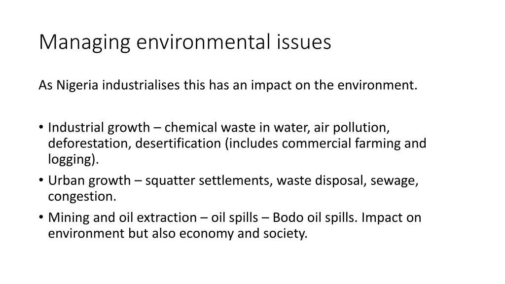 managing environmental issues