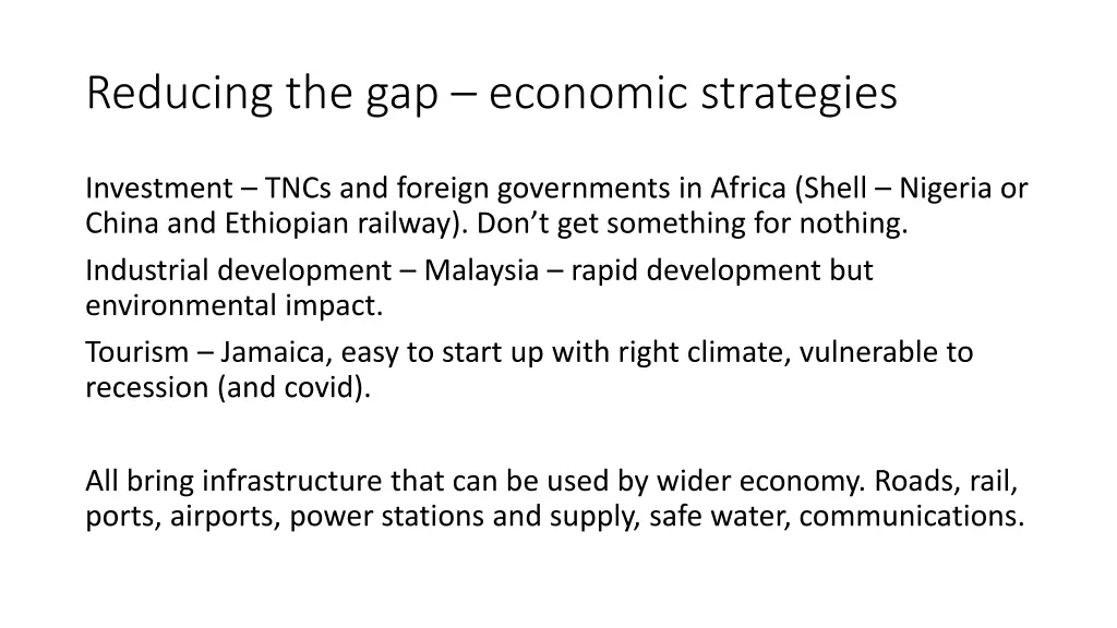 reducing the gap economic strategies