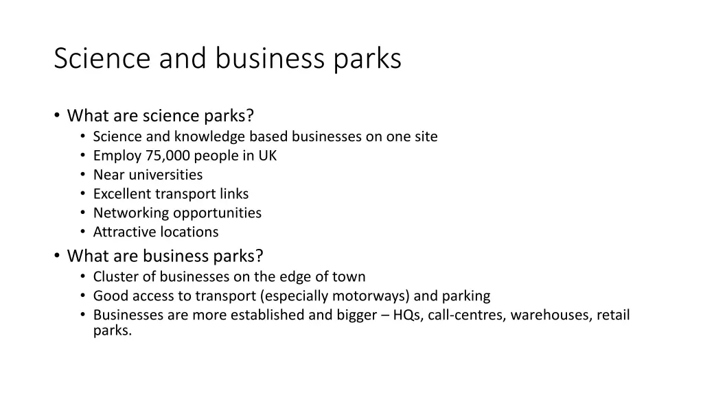 science and business parks