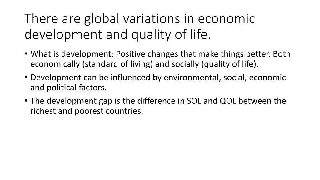 there are global variations in economic