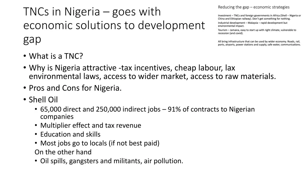 tncs in nigeria goes with economic solutions