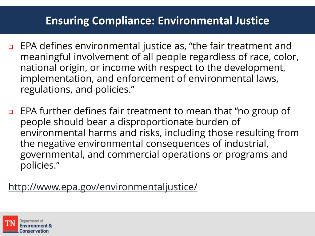 ensuring compliance environmental justice