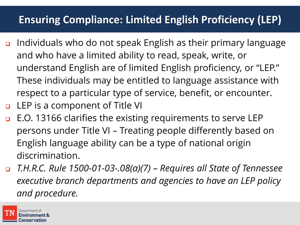 ensuring compliance limited english proficiency