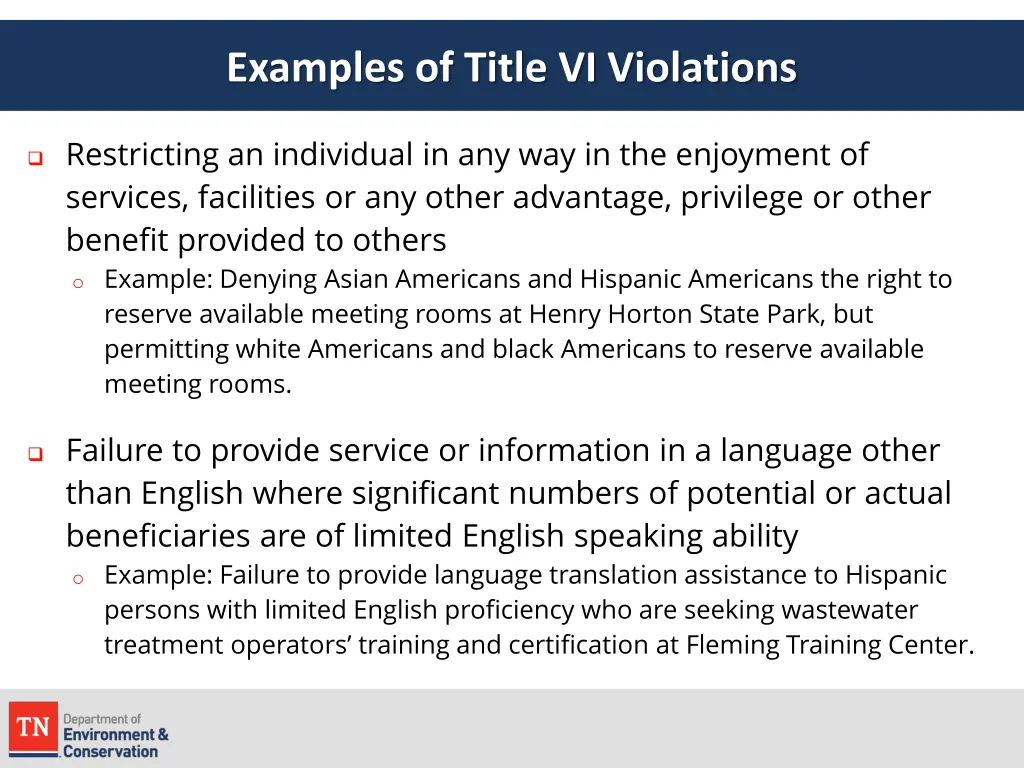 examples of title vi violations