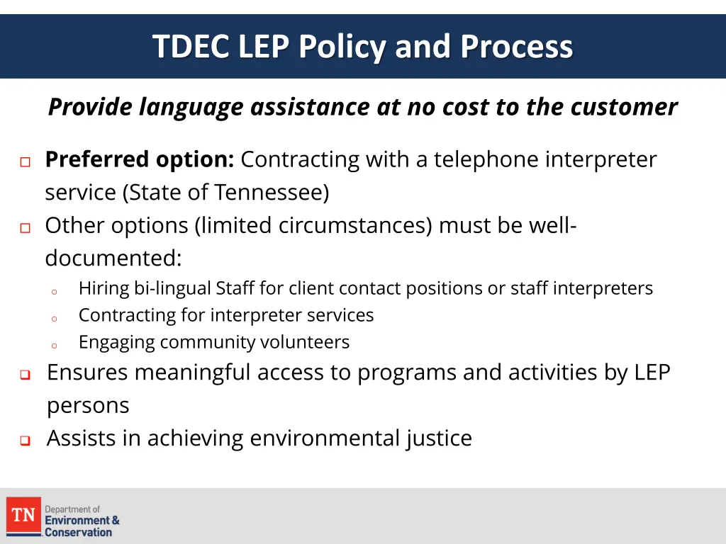 tdec lep policy and process