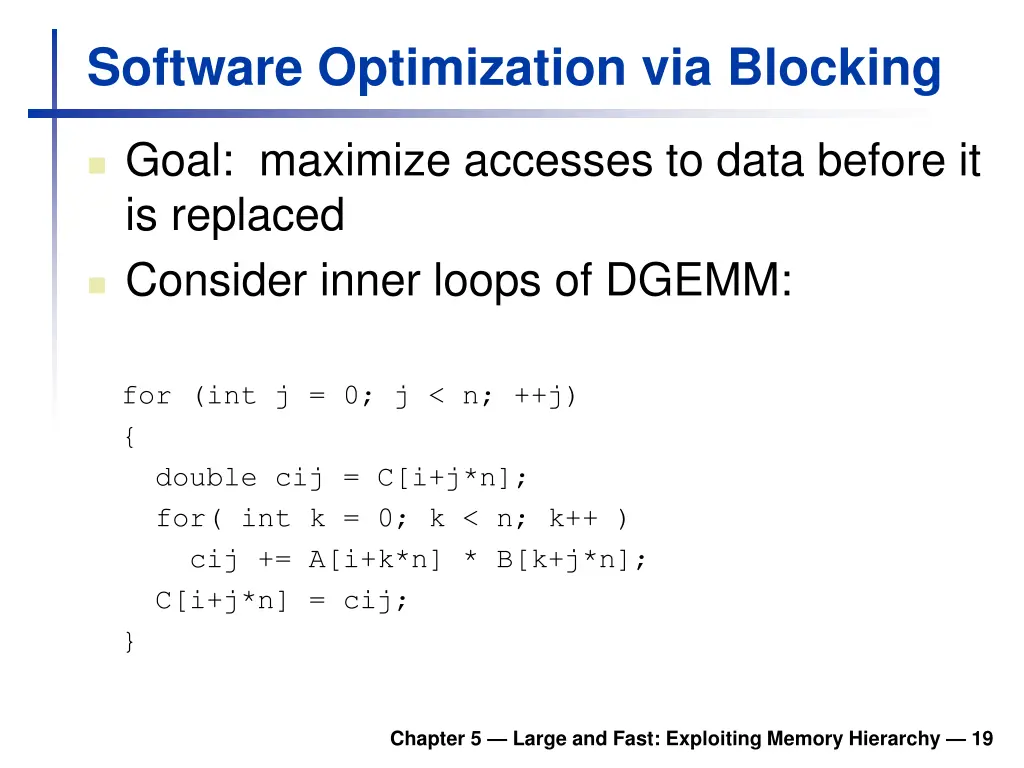 software optimization via blocking