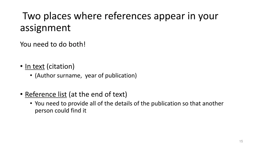 two places where references appear in your