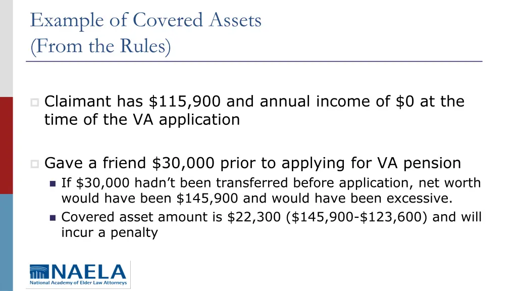 example of covered assets from the rules