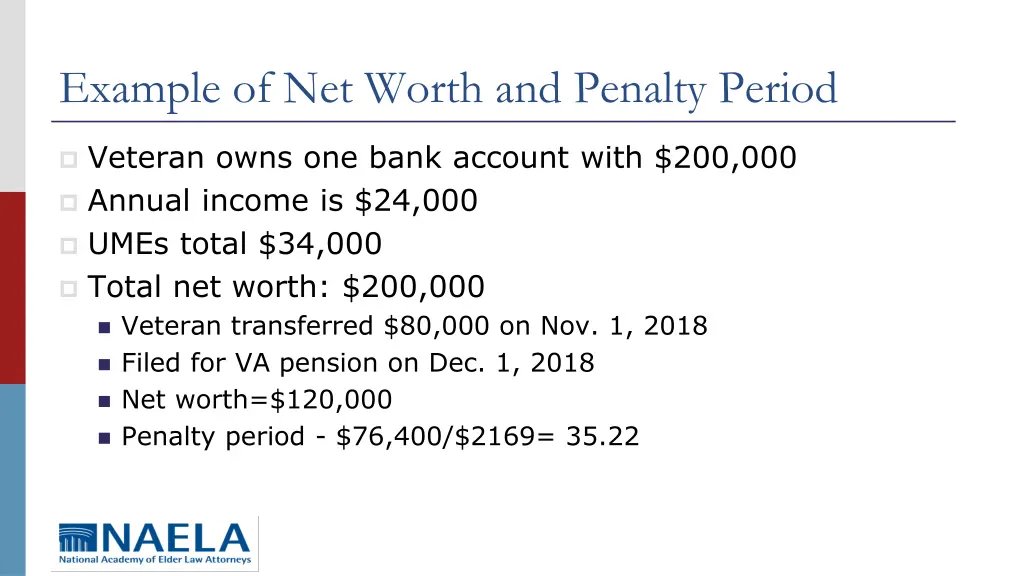 example of net worth and penalty period