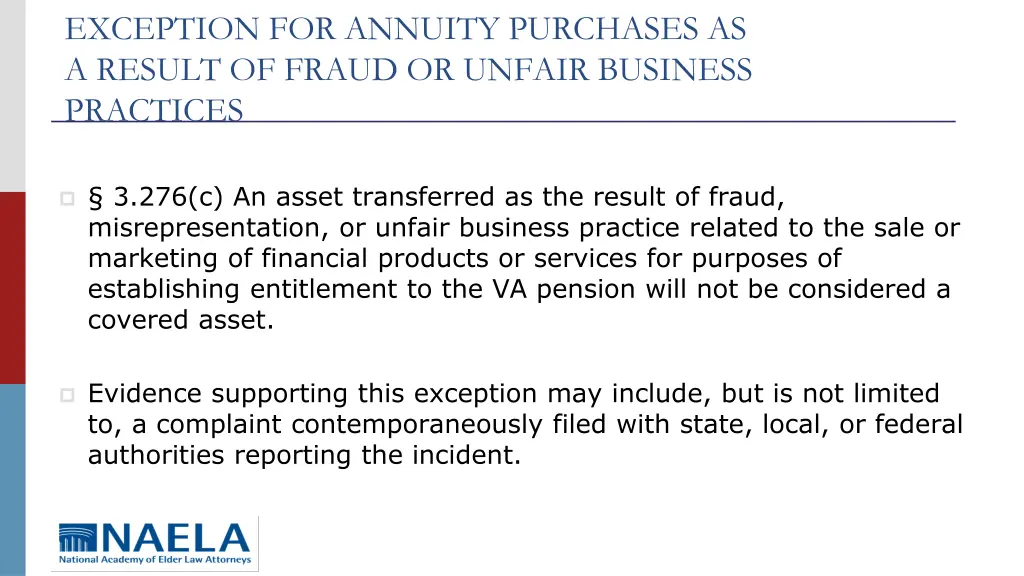 exception for annuity purchases as a result