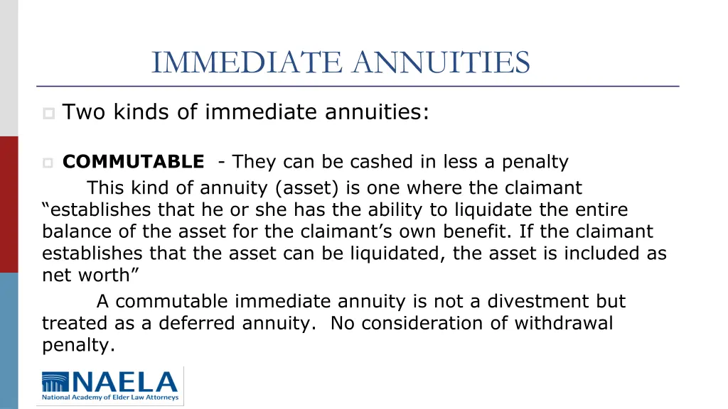 immediate annuities