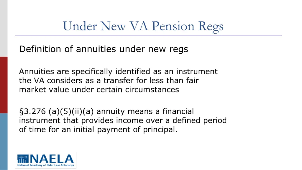 under new va pension regs