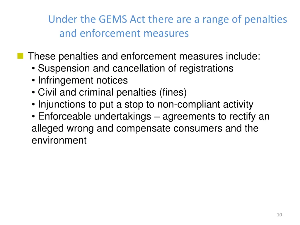 under the gems act there are a range of penalties