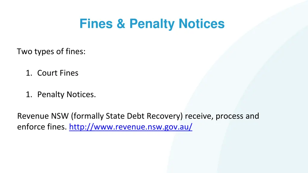 fines penalty notices