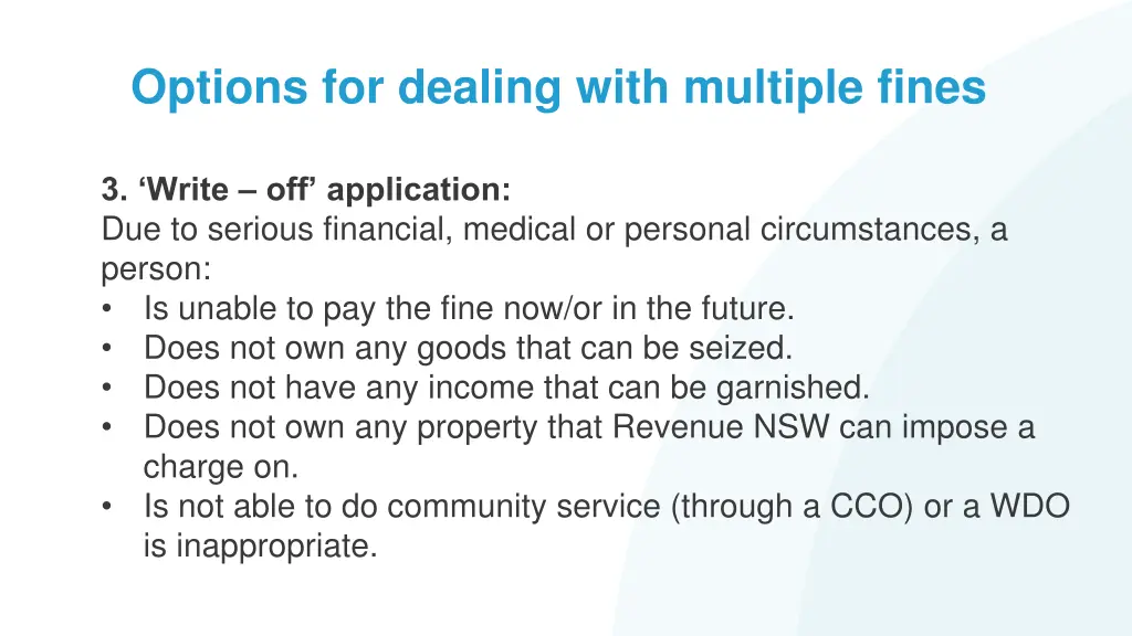 options for dealing with multiple fines 4