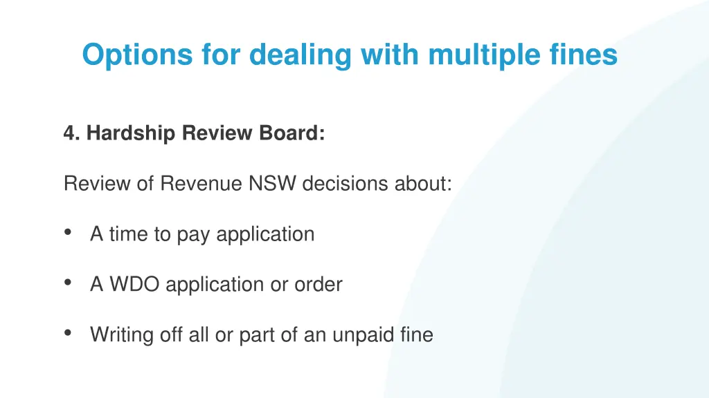 options for dealing with multiple fines 5