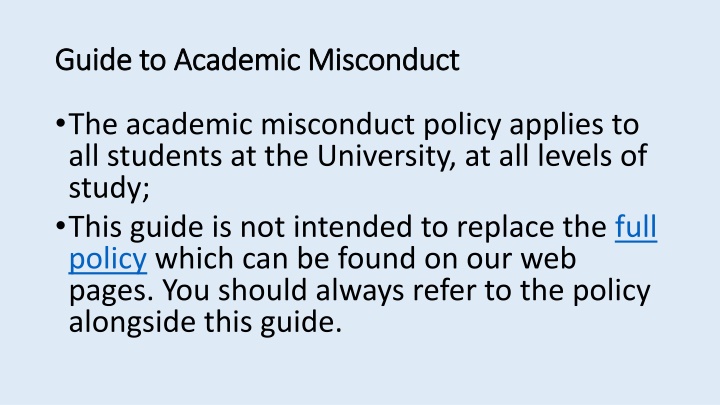 guide to academic misconduct guide to academic