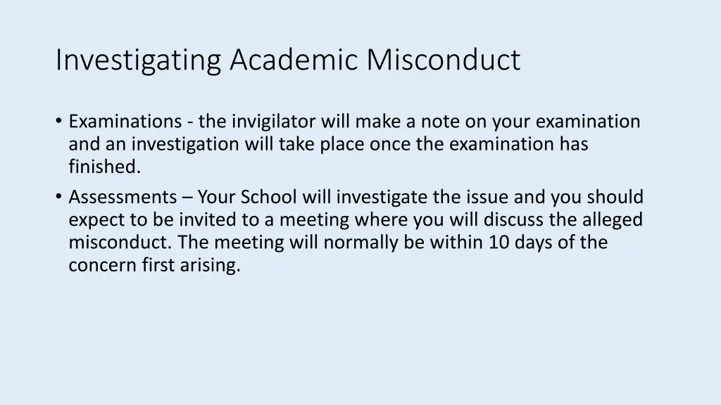 investigating academic misconduct