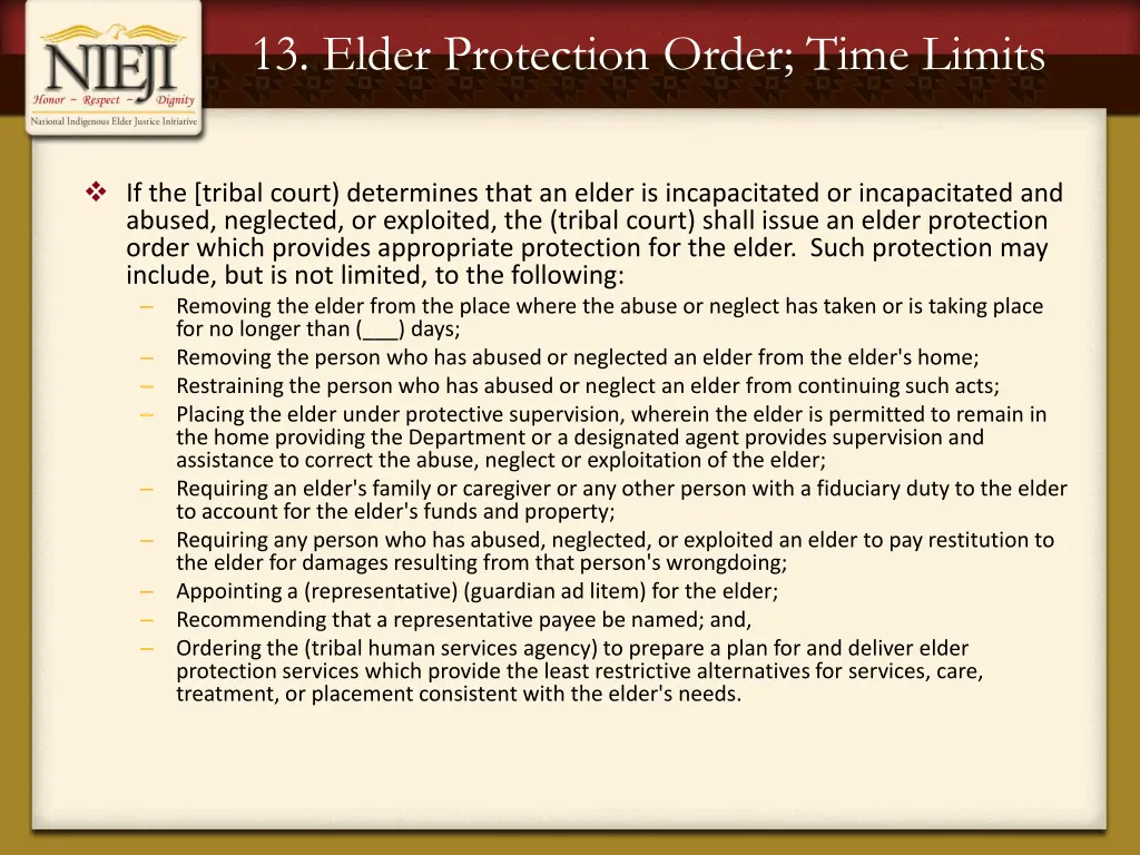 13 elder protection order time limits