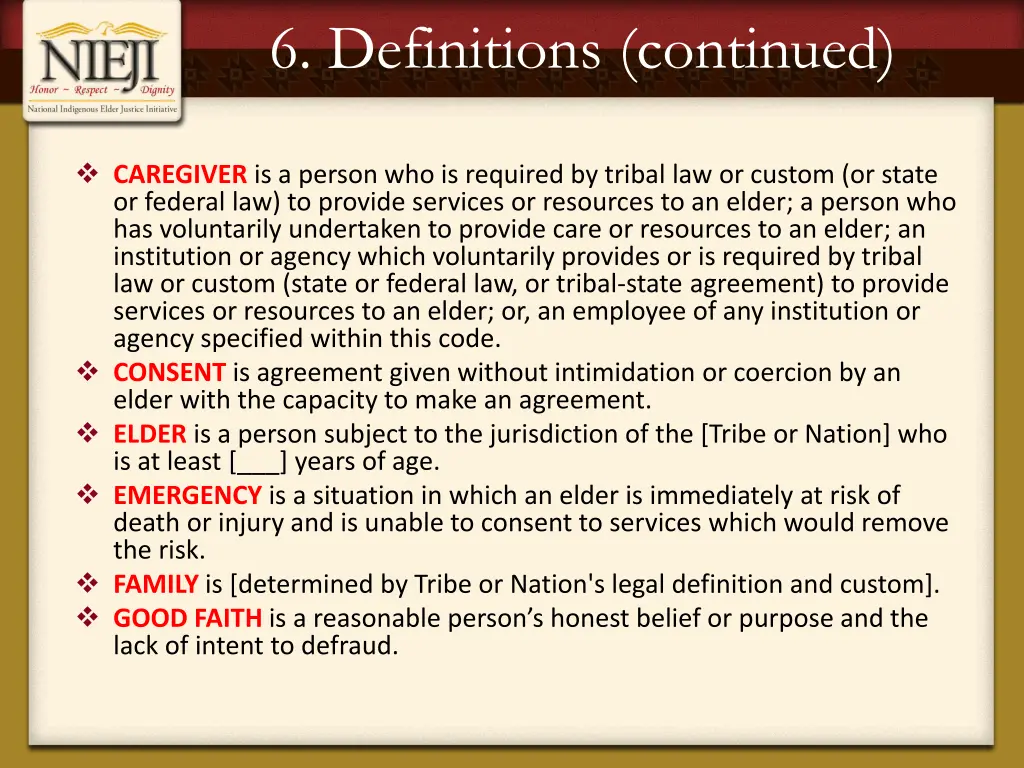 6 definitions continued