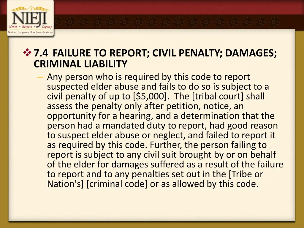 7 4 failure to report civil penalty damages