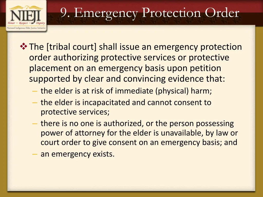 9 emergency protection order