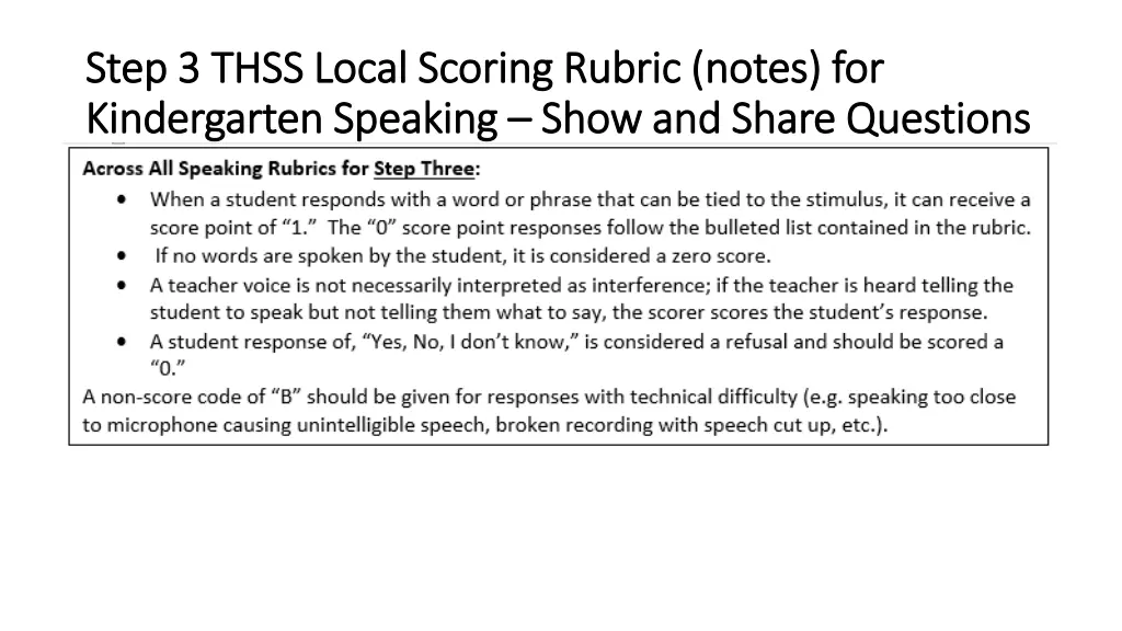 step 3 thss local scoring rubric notes for step