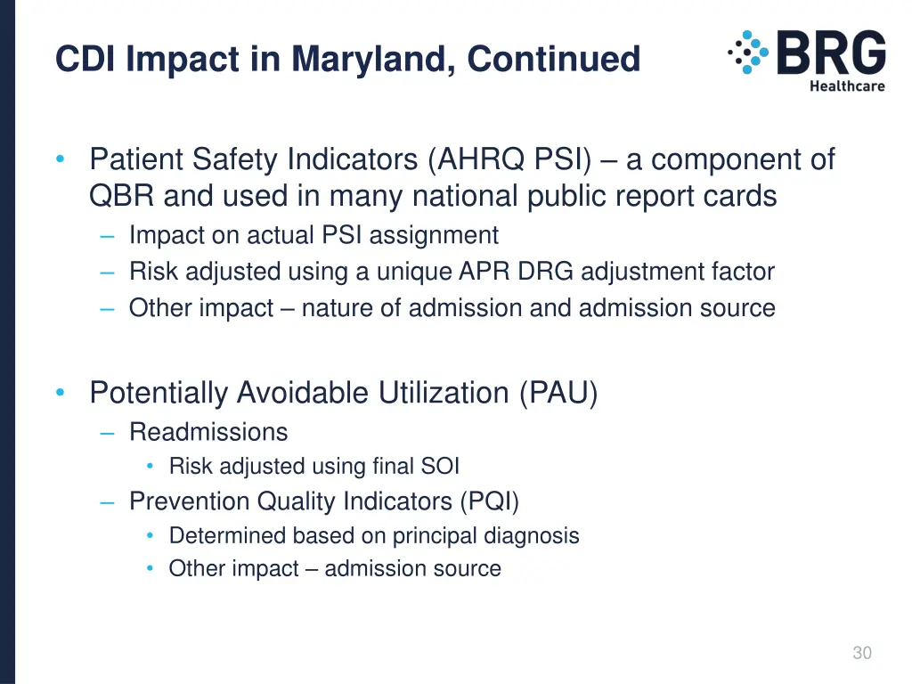 cdi impact in maryland continued