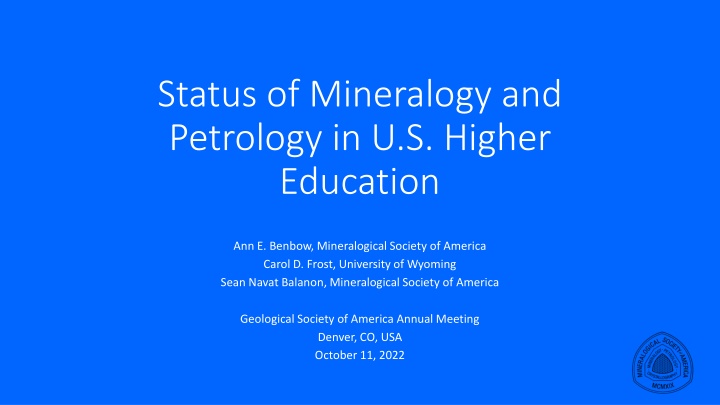 status of mineralogy and petrology in u s higher