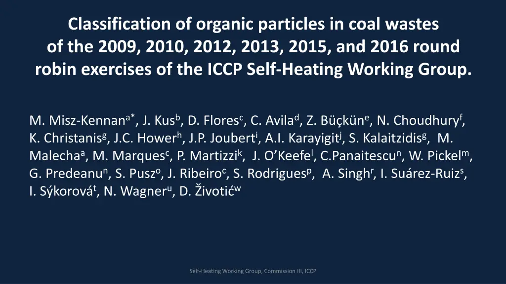 classification of organic particles in coal