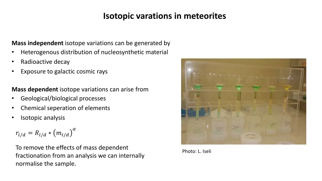 isotopic varations in meteorites