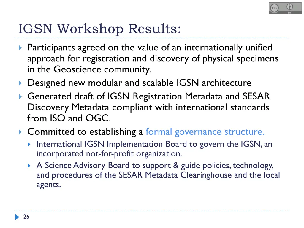 igsn workshop results 2